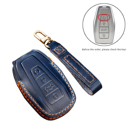 Hallmo Car Cowhide Leather Key Protective Cover Key Case for Geely Emgrand B Style(Black) - Car Key Cases by Hallmo | Online Shopping UK | buy2fix