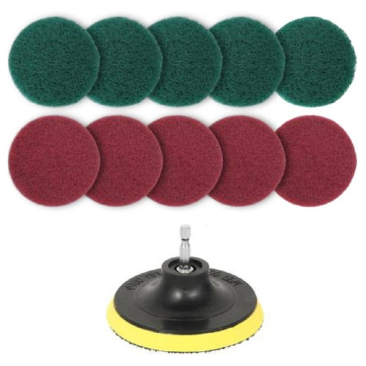 11 in 1 4 inch Sticky Disc Scouring Pad Floor Wall Window Glass Cleaning Descaling Electric Drill Brush Head Set - Home & Garden by buy2fix | Online Shopping UK | buy2fix