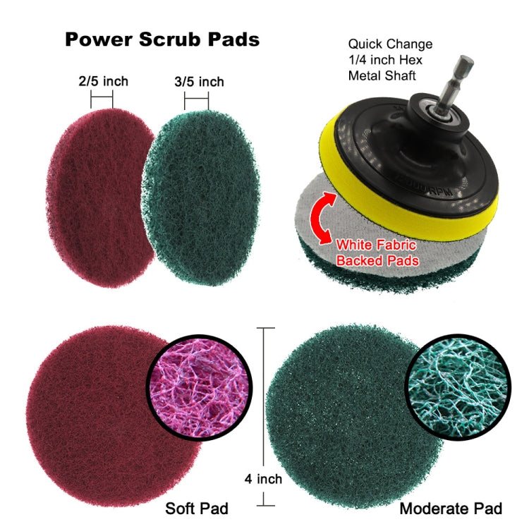11 in 1 4 inch Sticky Disc Scouring Pad Floor Wall Window Glass Cleaning Descaling Electric Drill Brush Head Set - Home & Garden by buy2fix | Online Shopping UK | buy2fix