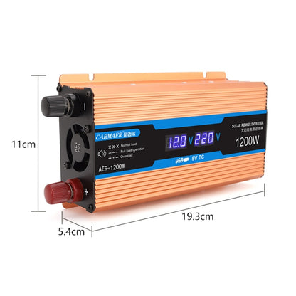 Carmaer 12V to 220V 1200W Car Multi-function Double Digital Display Inverter Household Power Converter - In Car by buy2fix | Online Shopping UK | buy2fix