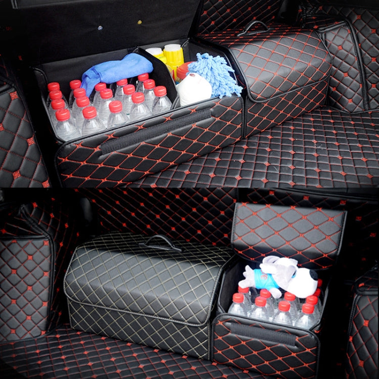 Car Trunk Foldable Storage Box, Rhombic Grid Small Size: 33 x 32 x 30cm (Black Red) - In Car by buy2fix | Online Shopping UK | buy2fix