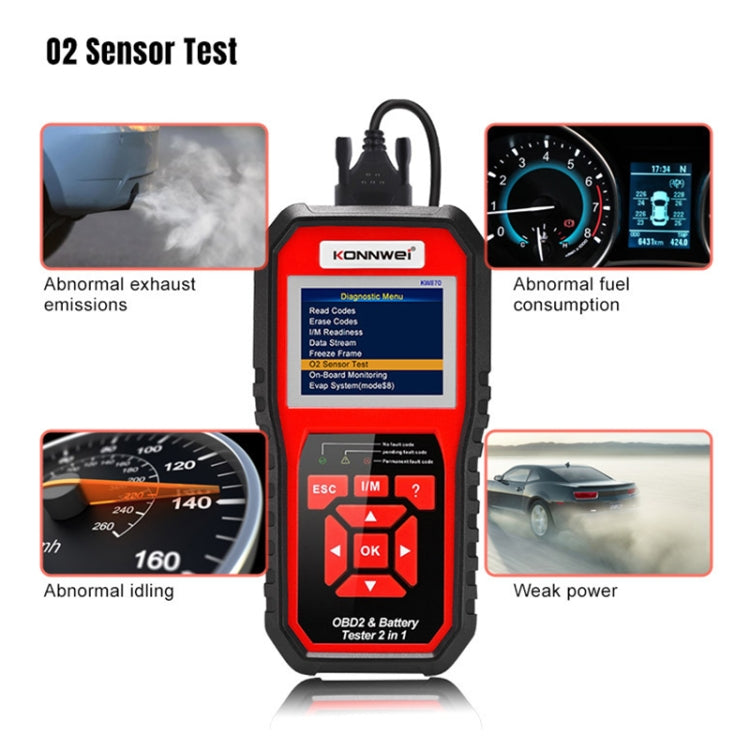 KONNWEI KW870 2 in 1 Car OBD2 Fault Diagnosis + Battery Tester - Code Readers & Scan Tools by KONNWEI | Online Shopping UK | buy2fix