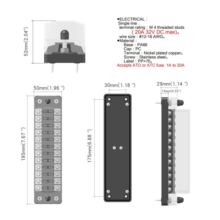 ZH-979A2 FB1904 1 In 1 Out 12 Ways No Distinction Positive Negative Fuse Box with 24 Fuses for Auto Car Truck Boat - In Car by buy2fix | Online Shopping UK | buy2fix