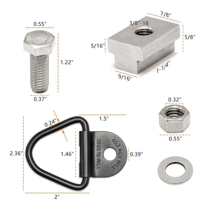 Bed Deck Rails Cleat T Slot Nuts Fits Screws with 3/8 inch-16 Thread for Toyota Tacoma / Tundra - In Car by buy2fix | Online Shopping UK | buy2fix