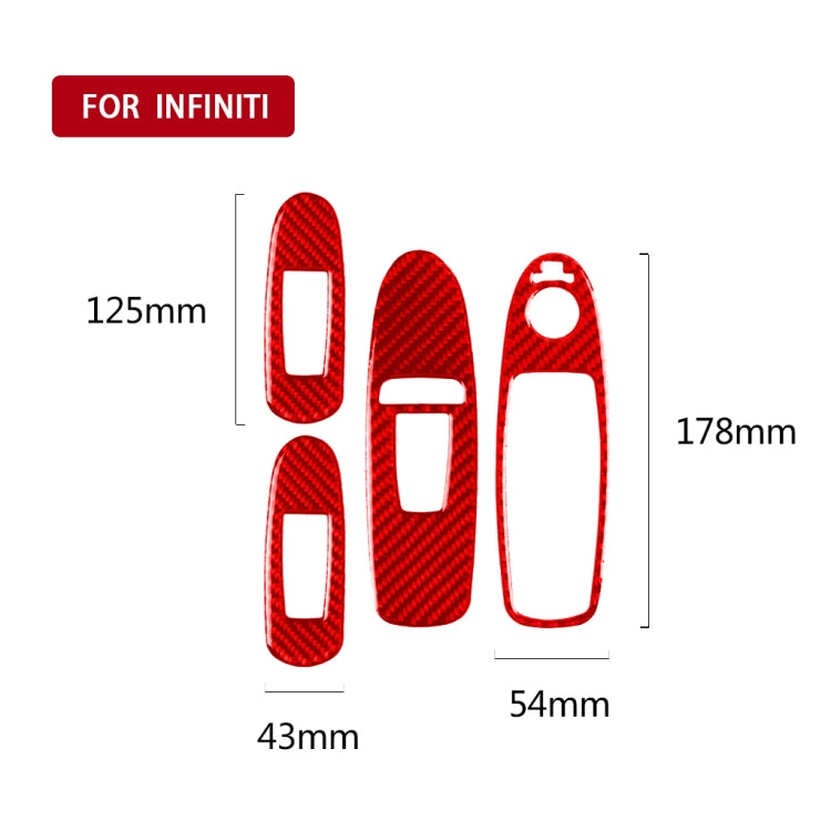 Car Carbon Fiber B Style Window Glass Lift Panel Decorative Sticker for Infiniti Q50 2014-2020, Right Drive(Red) - In Car by buy2fix | Online Shopping UK | buy2fix