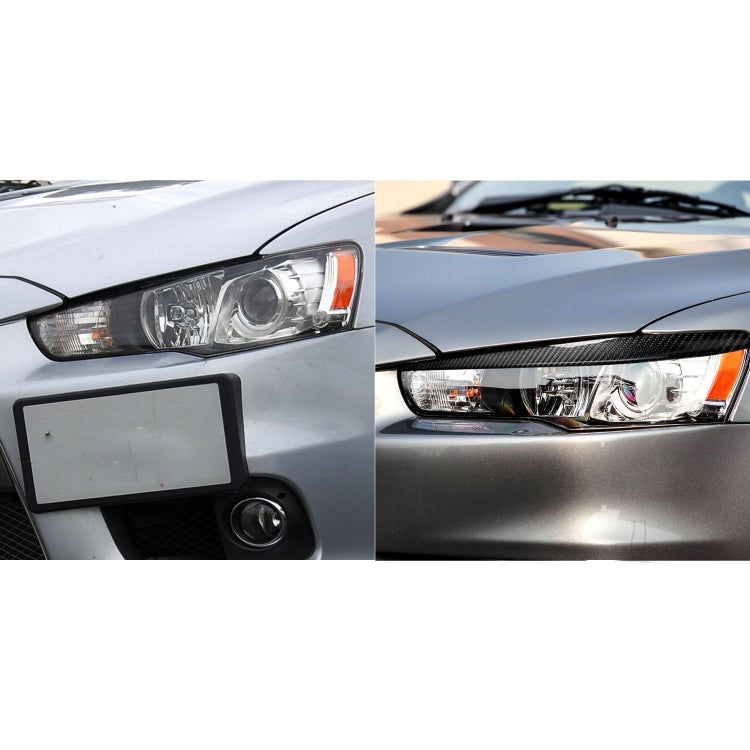 2 PCS / Set Carbon Fiber Car Lamp Eyebrow Decorative Sticker for Mitsubishi Lancer EVO 2008-2014, Drop Glue Version - In Car by buy2fix | Online Shopping UK | buy2fix