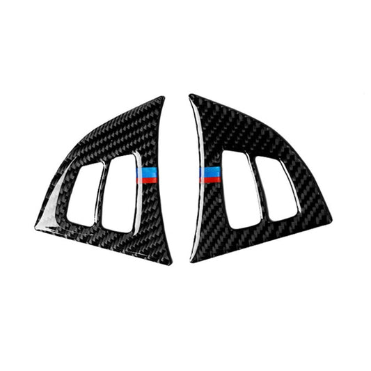 2 in 1 Car Carbon Fiber Tricolor Steering Wheel Buttons Decorative Sticker for BMW E70 X5 2008-2013, Left and Right Drive Universal -  by buy2fix | Online Shopping UK | buy2fix