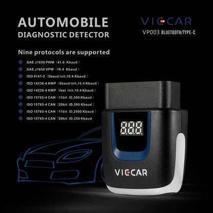 Viecar VP003 Car Mini OBD + USB / Type-C Interface Fault Detector V2.2 Bluetooth Diagnostic Tool - In Car by buy2fix | Online Shopping UK | buy2fix