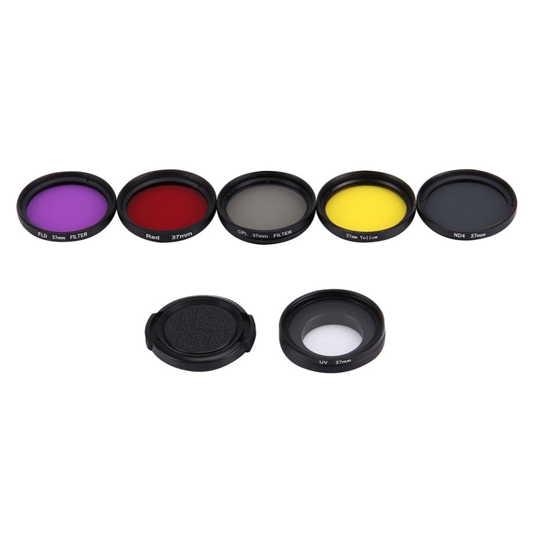 JUNESTAR 7 in 1 Proffesional 37mm Lens Filter(CPL + UV + ND4 + Red + Yellow + FLD / Purple) & Lens Protective Cap for GoPro HERO4 / 3+ / 3 Sport Action Camera - DJI & GoPro Accessories by JSR | Online Shopping UK | buy2fix