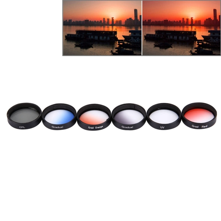 JUNESTAR 6 in 1 Professional 34mm Lens Filter(CPL + UV + Gradual Red + Gradual Orange + Gradual Blue + Gradual Grey) for DJI Phantom 3 & 4 - DJI & GoPro Accessories by JSR | Online Shopping UK | buy2fix