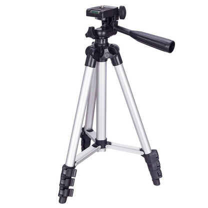 3120 Live Broadcast Tripod 4-Section Folding Legs Aluminum Alloy Tripod Mount with U-Shape Three-Dimensional Tripod Head for DSLR & Digital Camera, Adjustable Height: 34-103cm(Silver) - Camera Accessories by buy2fix | Online Shopping UK | buy2fix