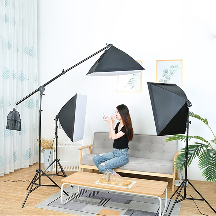 50x70cm Single Light Softbox + 2m Photography Lighting Tripod Mount Stand + Arm Jib Crossbar Bracket Studio Flash Light Set - Camera Accessories by buy2fix | Online Shopping UK | buy2fix