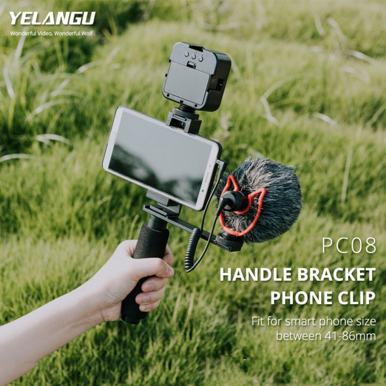 YELANGU PC08 YLG0117A Handheld Grip Holder Bracket with Mobile Phone Metal Clamp (Black) - Camera Accessories by YELANGU | Online Shopping UK | buy2fix