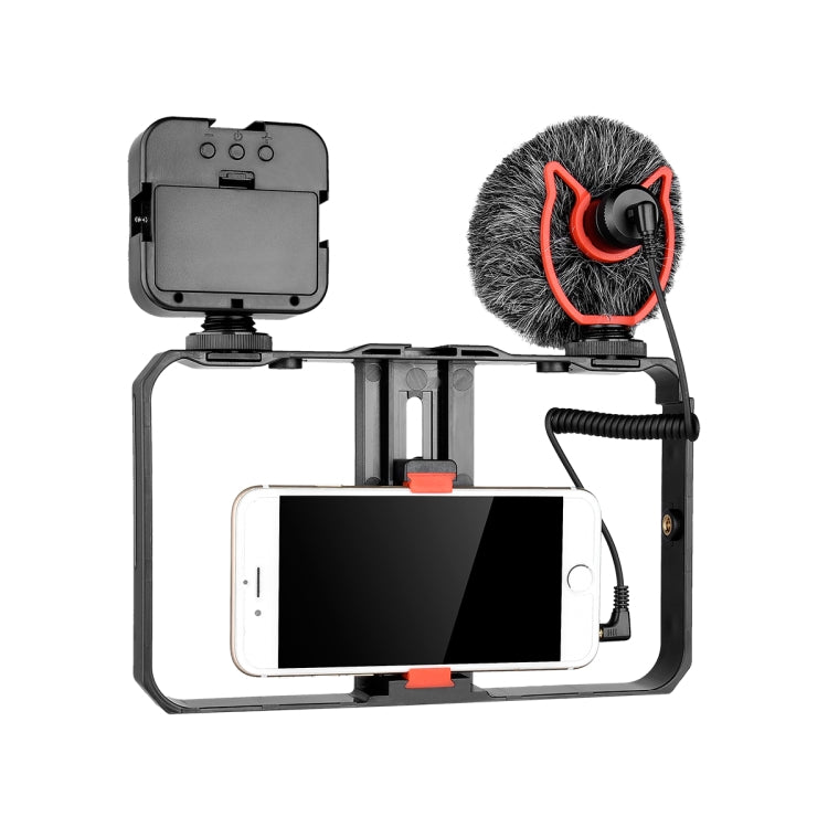 YELANGU PC202 YLG1801B Vlogging Live Broadcast LED Selfie Light Smartphone Video Rig Handle Stabilizer Bracket Kits with Microphone & Fill Light - Camera Cage by YELANGU | Online Shopping UK | buy2fix