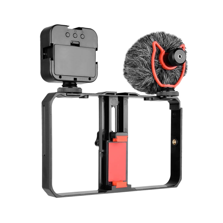 YELANGU PC202 YLG1801B Vlogging Live Broadcast LED Selfie Light Smartphone Video Rig Handle Stabilizer Bracket Kits with Microphone & Fill Light - Camera Cage by YELANGU | Online Shopping UK | buy2fix