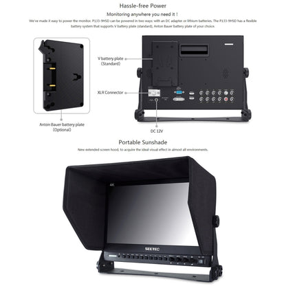 SEETEC P133-9HSD 1920x1080 13.3 inch Broadcast Level Full HD Media Film Camera Field Monitor - On-camera Monitors by SEETEC | Online Shopping UK | buy2fix