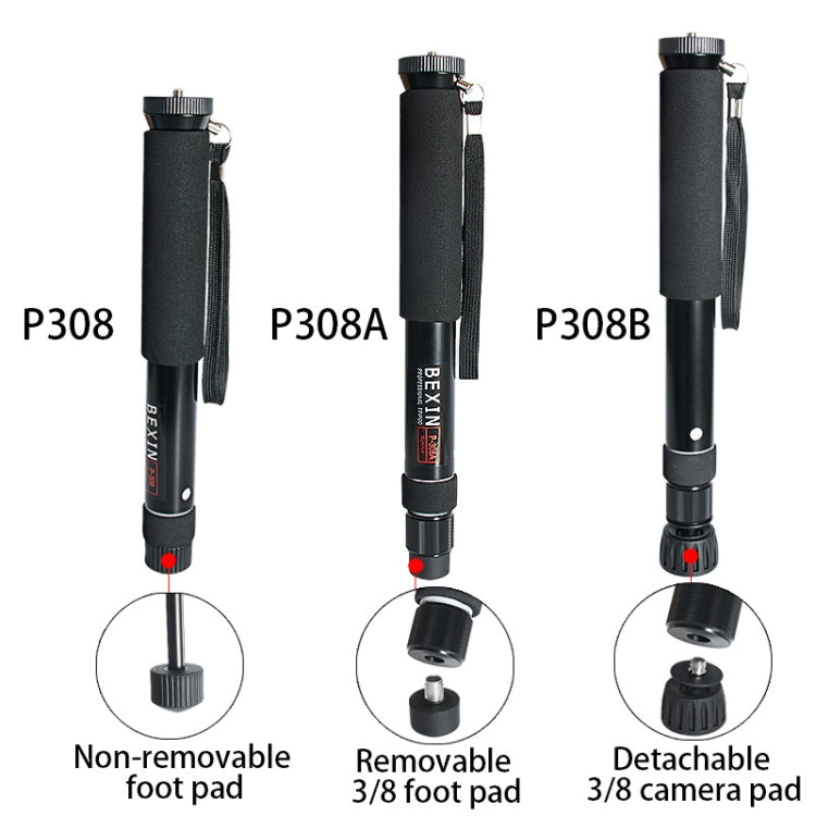 BEXIN P308 Portable Travel Outdoor DSLR Camera Aluminum Alloy Monopod Holder (Black) - Camera Accessories by BEXIN | Online Shopping UK | buy2fix