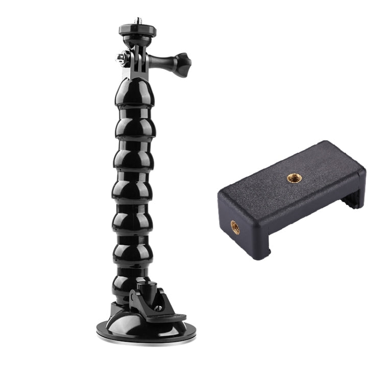 Extended Suction Cup Jaws Flex Clamp Mount with 1/4 inch Phone Clamp (Black) - DJI & GoPro Accessories by buy2fix | Online Shopping UK | buy2fix