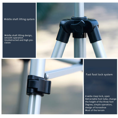 130cm 4-Section Folding Aluminum Alloy Tripod Mount with Three-Dimensional Head(Black) - Camera Accessories by buy2fix | Online Shopping UK | buy2fix