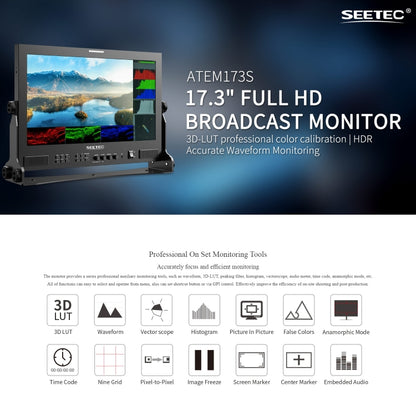 SEETEC ATEM173S 17.3 inch 3G-SDI HDMI Full HD 1920x1080 Multi-camera Broadcast Monitor(EU Plug) - On-camera Monitors by SEETEC | Online Shopping UK | buy2fix