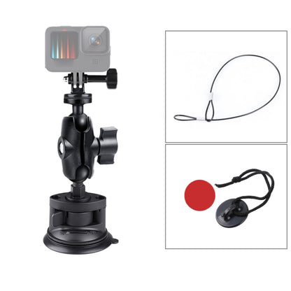 Single Suction Cup Mount Holder with Tripod Adapter & Steel Tether & Safety Buckle (Black) - DJI & GoPro Accessories by buy2fix | Online Shopping UK | buy2fix