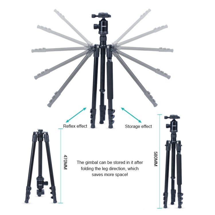 TRIOPO Oubao A-308S Adjustable Portable  Aluminum Alloy Tripod with Ball Head for SLR Camera - Camera Accessories by TRIOPO | Online Shopping UK | buy2fix