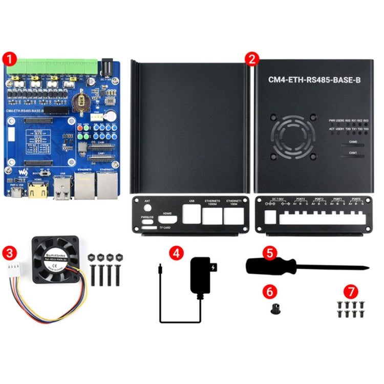 Waveshare Dual ETH Mini-Computer for Raspberry Pi CM4, Gigabit Ethernet, 4CH Isolated RS485(EU Plug) - Consumer Electronics by WAVESHARE | Online Shopping UK | buy2fix