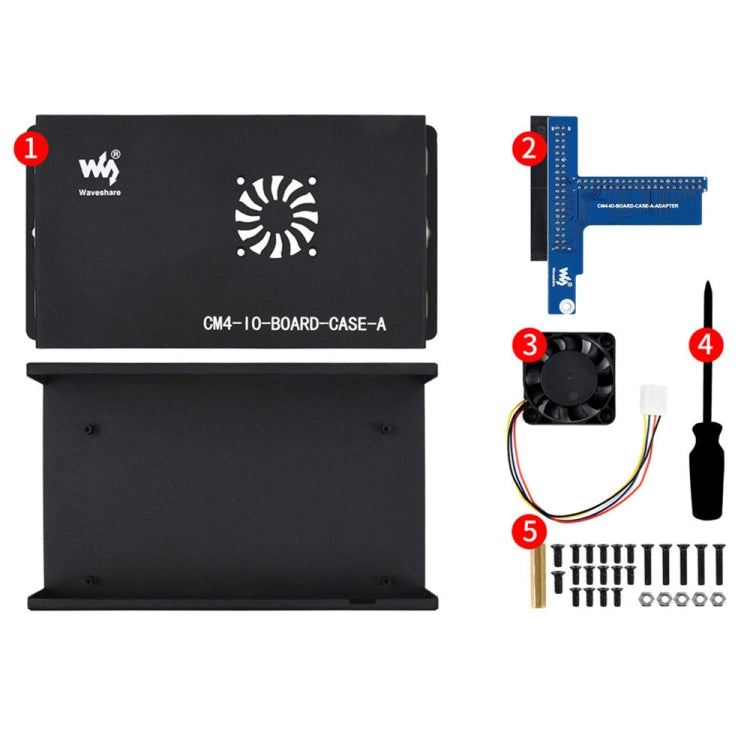 Waveshare Metal Box A for Raspberry Pi CM4 IO Board, with Cooling Fan - Consumer Electronics by WAVESHARE | Online Shopping UK | buy2fix