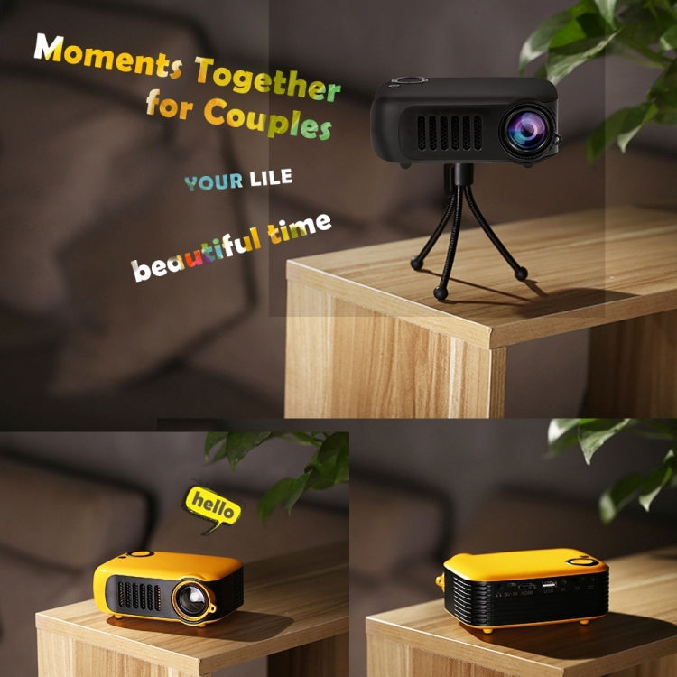 A2000 Portable Projector 800 Lumen LCD Home Theater Video Projector, Support 1080P, UK Plug (Yellow) - Consumer Electronics by buy2fix | Online Shopping UK | buy2fix