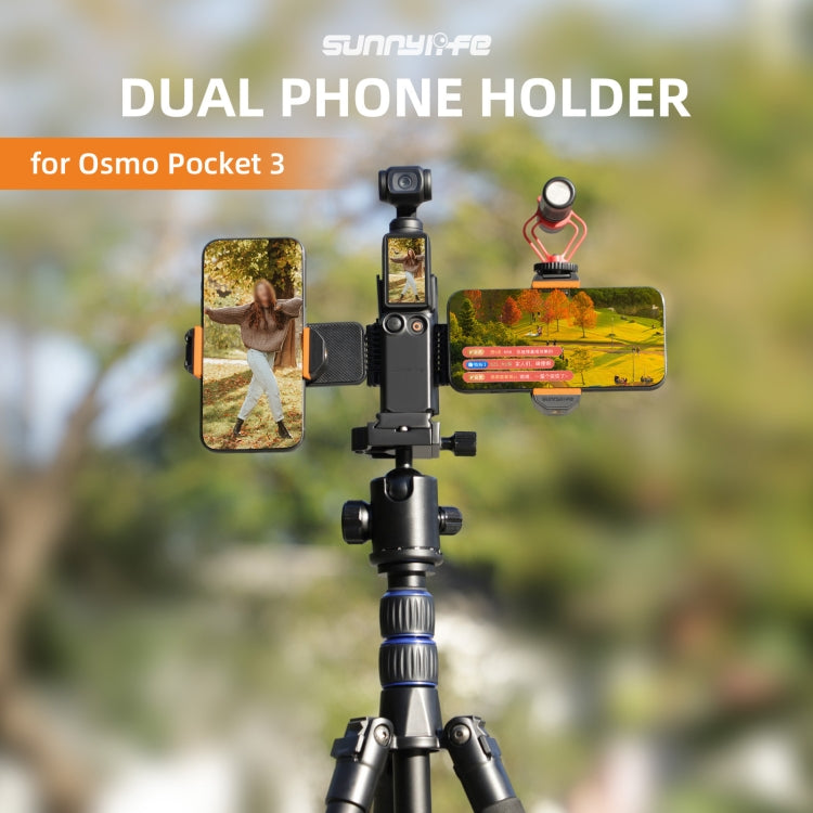 For DJI OSMO Pocket 3 Sunnylife ZJ756 Expanded Dual Phone Clamp Holder (Black) - Mount & Holder by Sunnylife | Online Shopping UK | buy2fix