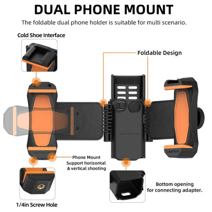 For DJI OSMO Pocket 3 Sunnylife ZJ756 Expanded Dual Phone Clamp Holder (Black) - Mount & Holder by Sunnylife | Online Shopping UK | buy2fix