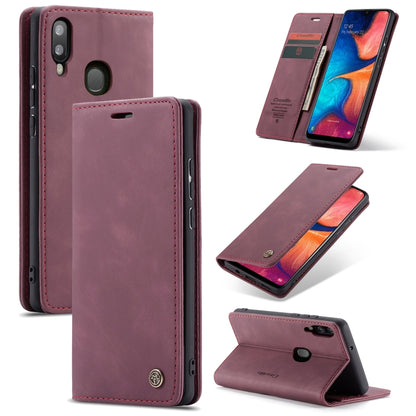 CaseMe-013 Multi-functional Retro Frosted Horizontal Flip Leather Case with Card Slot & Holder & Wallet For Galaxy A20e(Wine Red) - Galaxy Phone Cases by CaseMe | Online Shopping UK | buy2fix