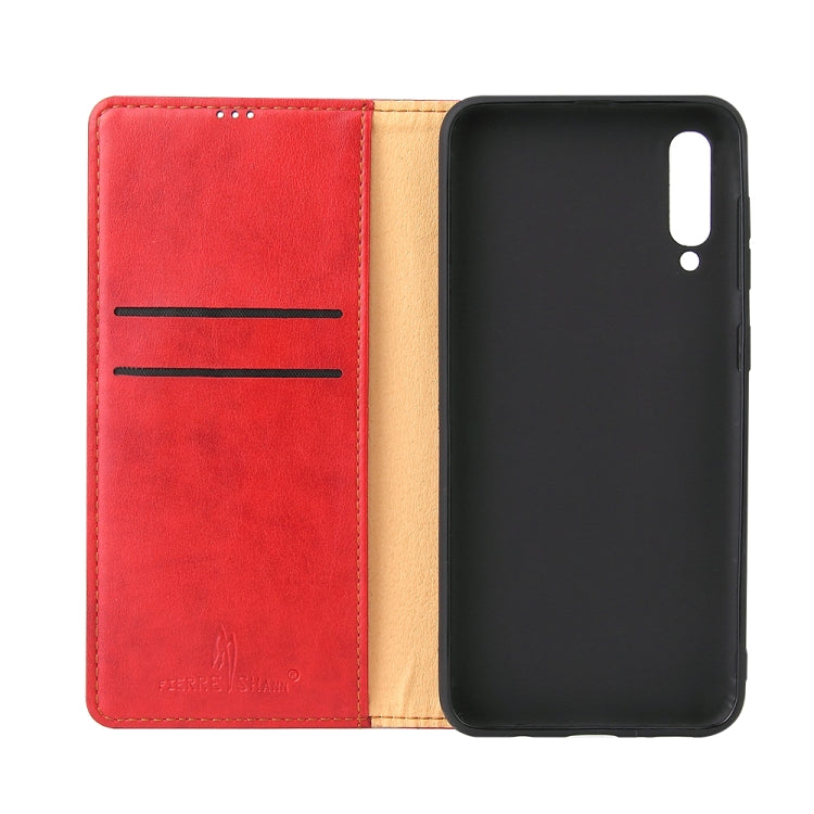 Fierre Shann Dermis Texture PU +TPU Horizontal Flip Leather Case with Holder & Card Slots & Wallet For Galaxy A50(Red) - Galaxy Phone Cases by FIERRE SHANN | Online Shopping UK | buy2fix