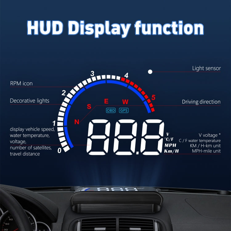 M13 Plus OBD2 + GPS Mode Car Head-up Display HUD Overspeed / Speed / Water Temperature Alarm / Eliminate Fault Codes -  by buy2fix | Online Shopping UK | buy2fix