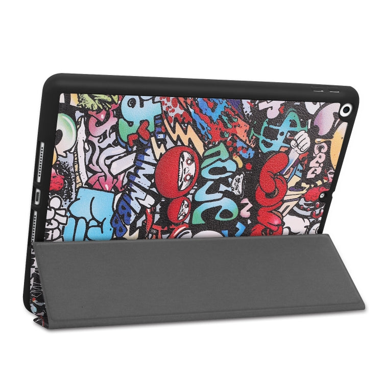 For iPad 10.2 2021 / 2020 / 2019 TPU Colored Drawing Horizontal Flip Leather Case with Three-folding Holder & Sleep / Wake-up Function(Graffiti) - iPad 10.2 Cases by buy2fix | Online Shopping UK | buy2fix