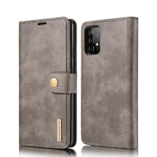 For Samsung Galaxy A52 5G / 4G DG.MING Crazy Horse Texture Flip Detachable Magnetic Leather Case with Holder & Card Slots & Wallet(Grey) - Galaxy Phone Cases by DG.MING | Online Shopping UK | buy2fix