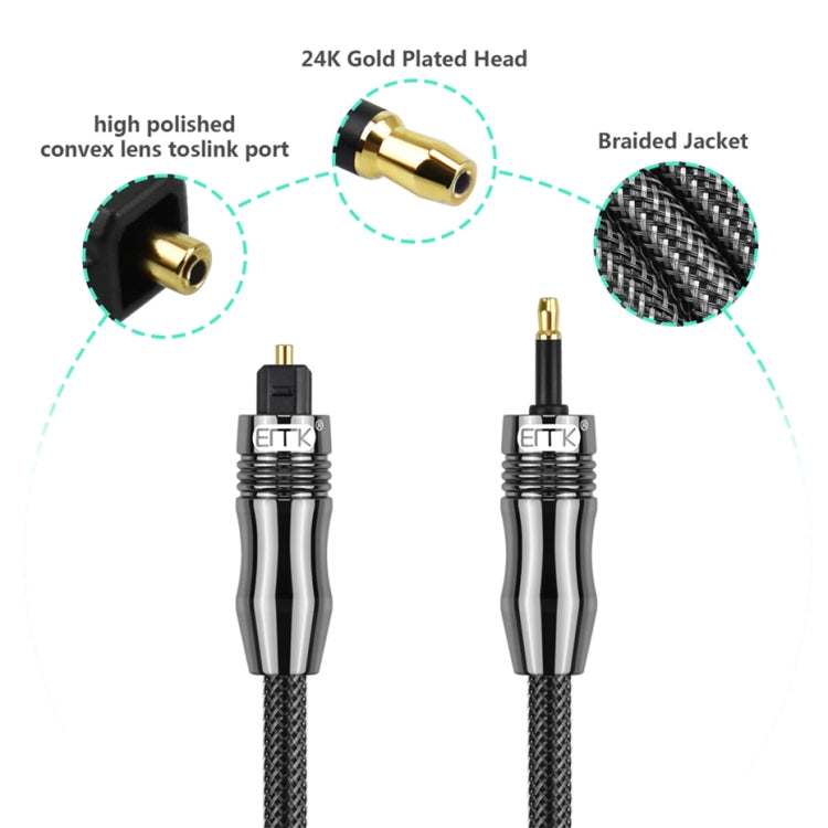 EMK OD6.0mm 3.5mm Digital Sound Toslink to Mini Toslink Digital Optical Audio Cable, Length:1m -  by EMK | Online Shopping UK | buy2fix