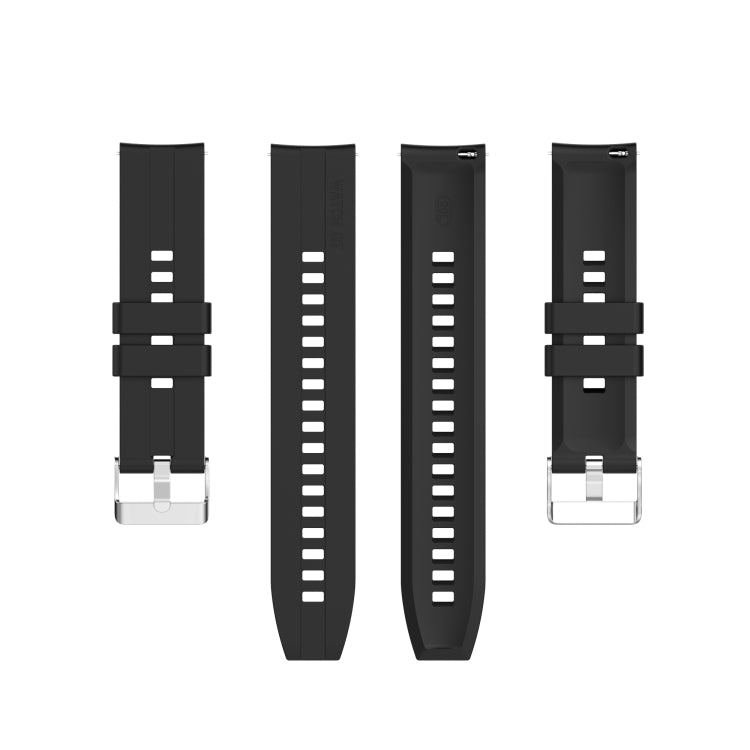 For Amazfit GTS 2e / GTS 2 20mm Silicone Watch Band with Silver Buckle(Black) - Watch Bands by buy2fix | Online Shopping UK | buy2fix