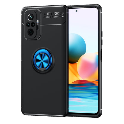 For Xiaomi Redmi Note 10 Pro Metal Ring Holder 360 Degree Rotating TPU Case(Black+Blue) - Xiaomi Cases by buy2fix | Online Shopping UK | buy2fix