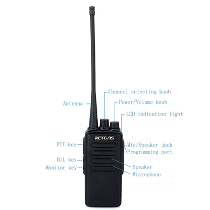 RETEVIS RT1 10W UHF 400-520MHz 16CH Handheld Walkie Talkie, US Plug - Handheld Walkie Talkie by RETEVIS | Online Shopping UK | buy2fix