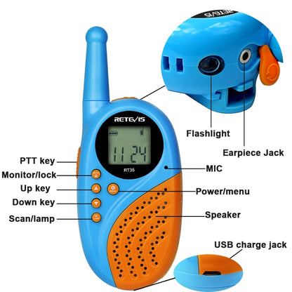 1 Pair RETEVIS RT35 0.5W EU Frequency 446MHz 8CH Handheld Children Walkie Talkie(Blue) - Children by RETEVIS | Online Shopping UK | buy2fix