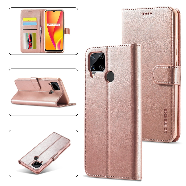 For OPPO Realme C15 / C12 / C25 LC.IMEEKE Calf Texture Horizontal Flip Leather Case, with Holder & Card Slots & Wallet(Rose Gold) - Realme Cases by LC.IMEEKE | Online Shopping UK | buy2fix