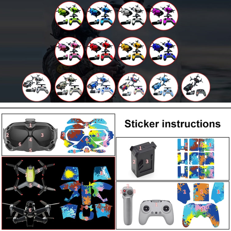FPV-TZ-SF 4 in 1 Waterproof Anti-Scratch Decal Skin Wrap Stickers Personalized Film Kits for DJI FPV Drone & Goggles V2 & Remote Control & Rocker(Fluorescent Silver) - DJI & GoPro Accessories by buy2fix | Online Shopping UK | buy2fix