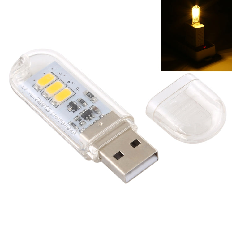 3W 3LEDs 5V 80LM USB LED Book Light Portable Night Light Warm Light - USB Light by buy2fix | Online Shopping UK | buy2fix