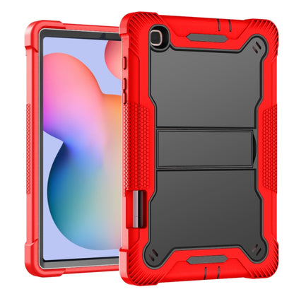 For Samsung Galaxy Tab S6 Lite Silicone + PC Shockproof Protective Case with Holder(Red + Black) - Tab S6 Lite P610 / P615 by buy2fix | Online Shopping UK | buy2fix