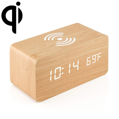 KD8801 5W Wooden Creative Wireless Charger LED Mirror Digital Display Sub-alarm Clock, Regular Style(Bamboo White Characters) - Apple Accessories by buy2fix | Online Shopping UK | buy2fix