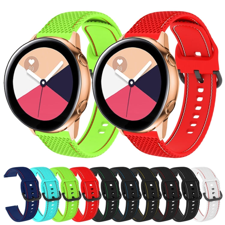 20mm For Samsung Galaxy Watch Active 2 Two-color Stitching Silicone Watch Band(Black+Red Line) - Watch Bands by buy2fix | Online Shopping UK | buy2fix