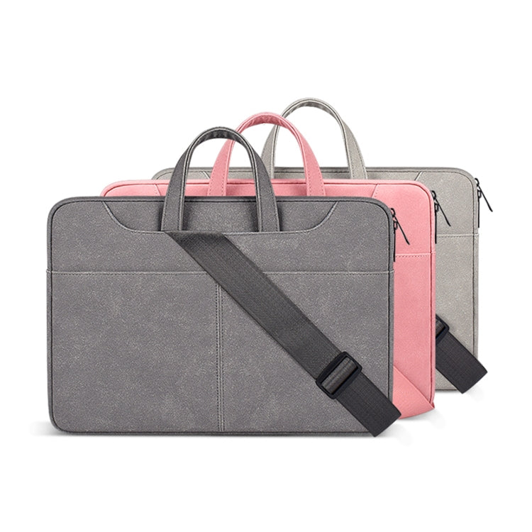 ST06SDJ Frosted PU Business Laptop Bag with Detachable Shoulder Strap, Size:13.3 inch(Light Gray) - 13.3 inch by buy2fix | Online Shopping UK | buy2fix