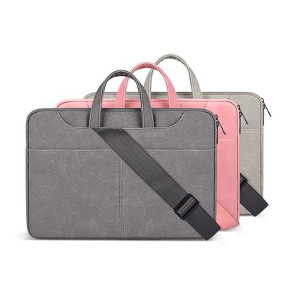 ST06SDJ Frosted PU Business Laptop Bag with Detachable Shoulder Strap, Size:13.3 inch(Light Gray) - 13.3 inch by buy2fix | Online Shopping UK | buy2fix