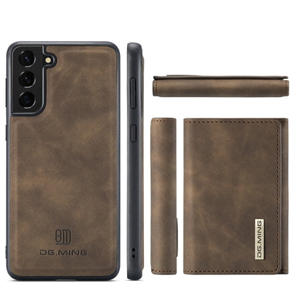 For Samsung Galaxy S21 DG.MING M1 Series 3-Fold Multi Card Wallet  Back Cover Shockproof Case with Holder Function(Coffee) - Galaxy Phone Cases by DG.MING | Online Shopping UK | buy2fix